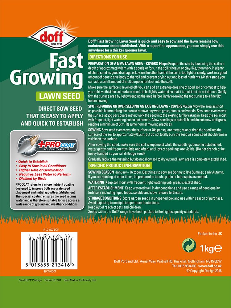 Fast Growing Lawn Seed with ProCoat - 1KG