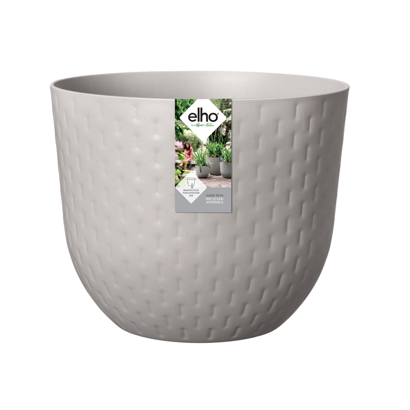 Elho Fuente Grains Round 30 - Flowerpot - Pebble Grey - Indooroutdoor! - Ø 29.46 x H 24.34 cm