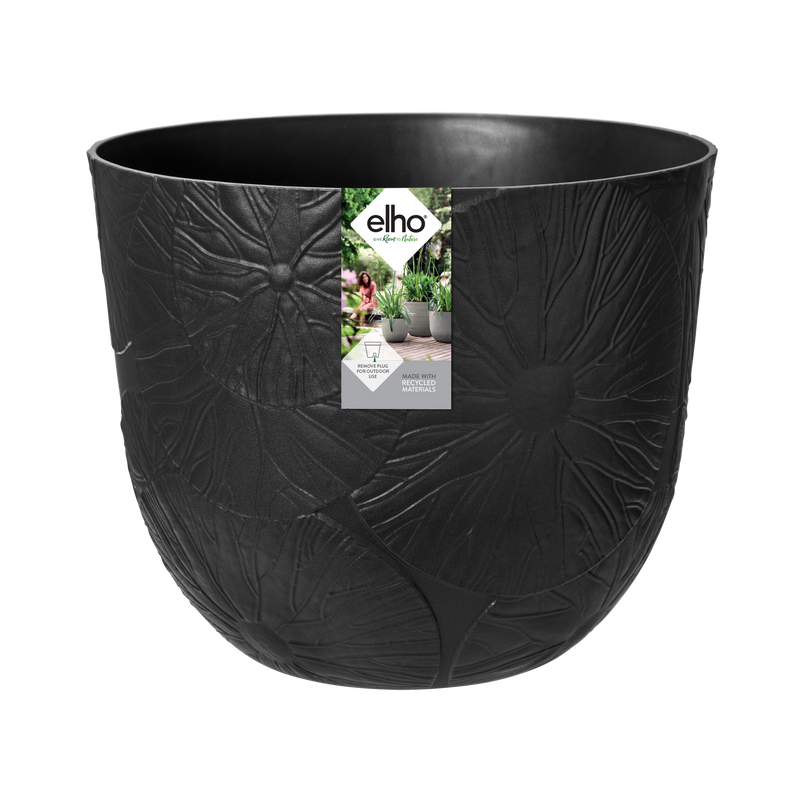 Elho Fuente Lily Round 30 - Flowerpot - Onyx Black - Indooroutdoor! - Ø 29.46 x H 24.34 cm