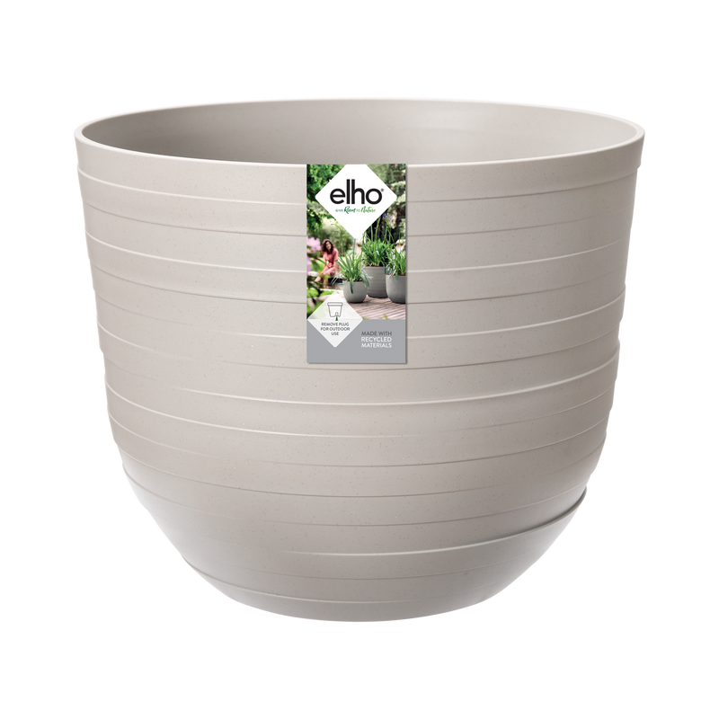 Elho Fuente Rings Round 30 - Flowerpot - Pebble Grey - Indooroutdoor! - Ø 29.46 x H 24.34 cm