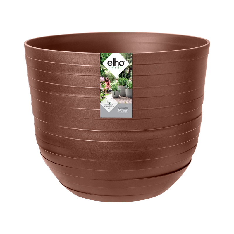 Elho Fuente Rings Round 30 - Flowerpot - Rusty Brown - Indooroutdoor! - Ø 29.46 x H 24.34 cm