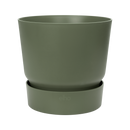 Greenville 30cm Round Plastic Ourdoor Plant Pot - Leaf Green