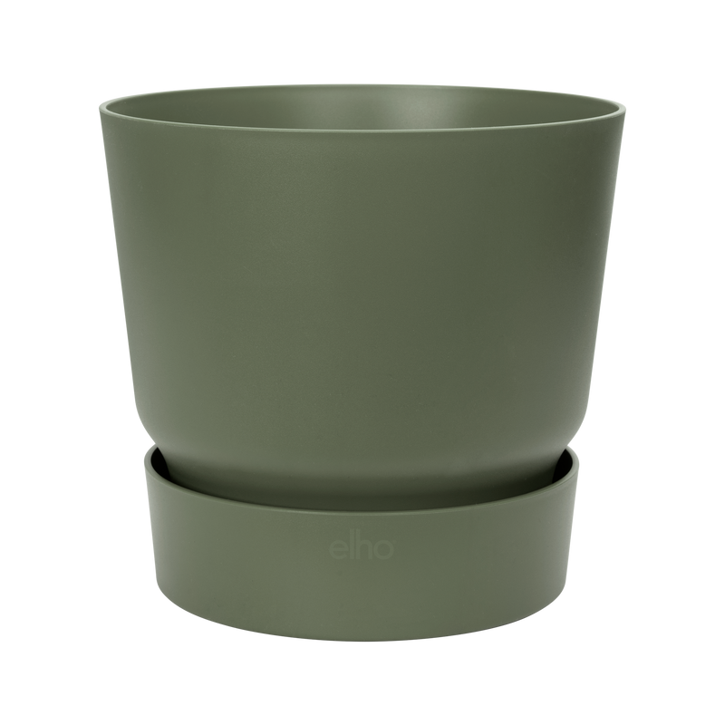 Greenville 30cm Round Plastic Ourdoor Plant Pot - Leaf Green