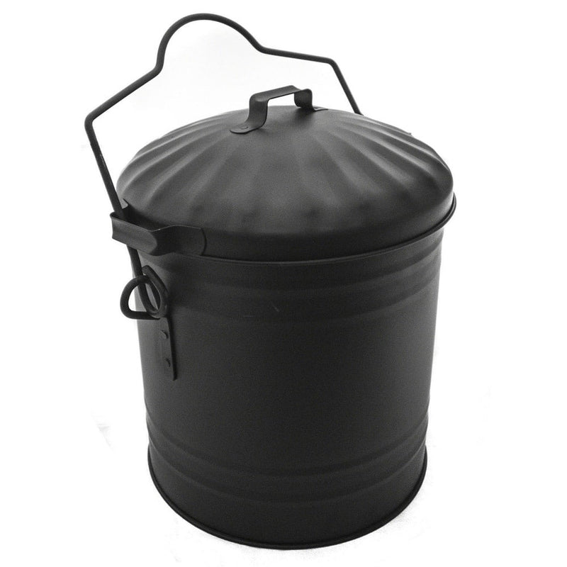 Ash Bucket with Lid - Black