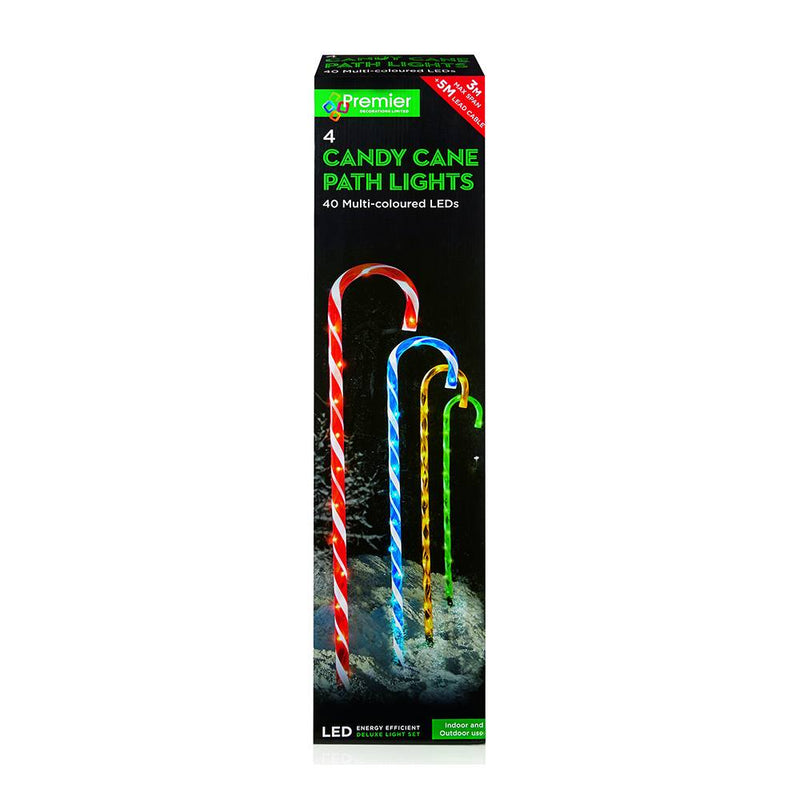 62cm 4 Piece Candy Cane Christmas Path Lights