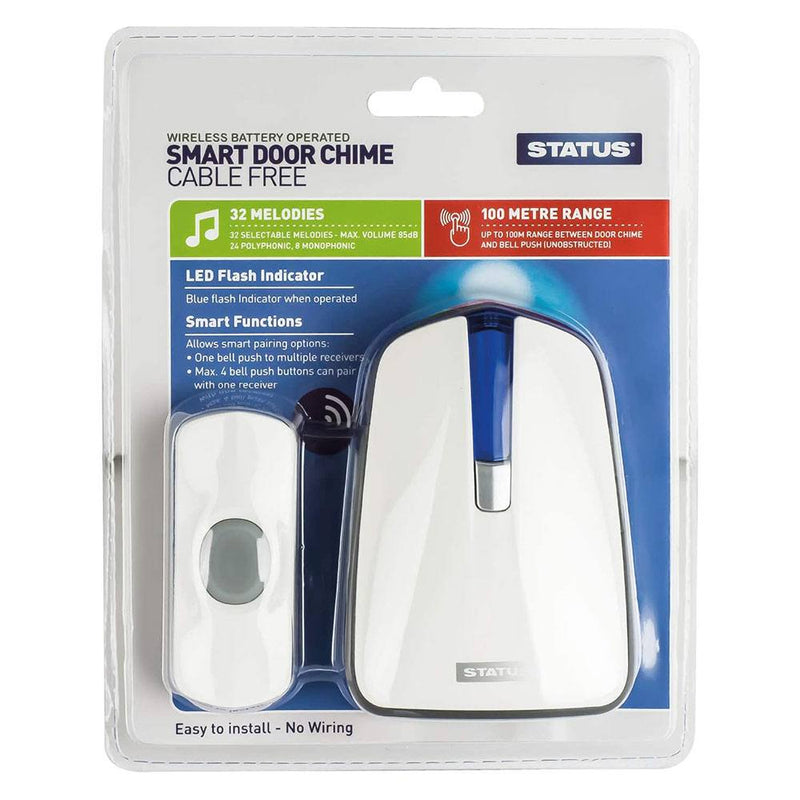 Wireless Plug in Door Chime with Strobe - White