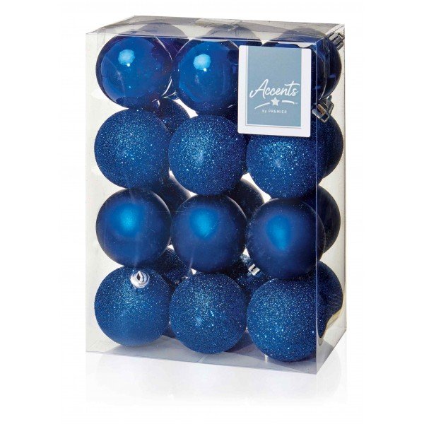 24 x 60mm Midnight Blue Christmas Tree Balls