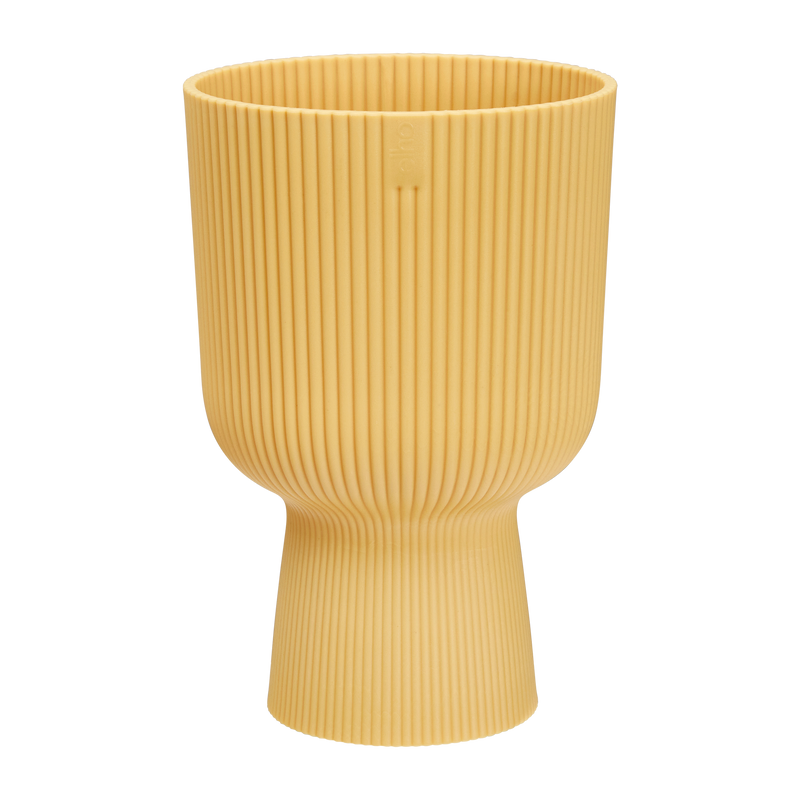 Vibes Fold 14cm Coupe Plastic Indoor Plant Pot - Butter Yellow
