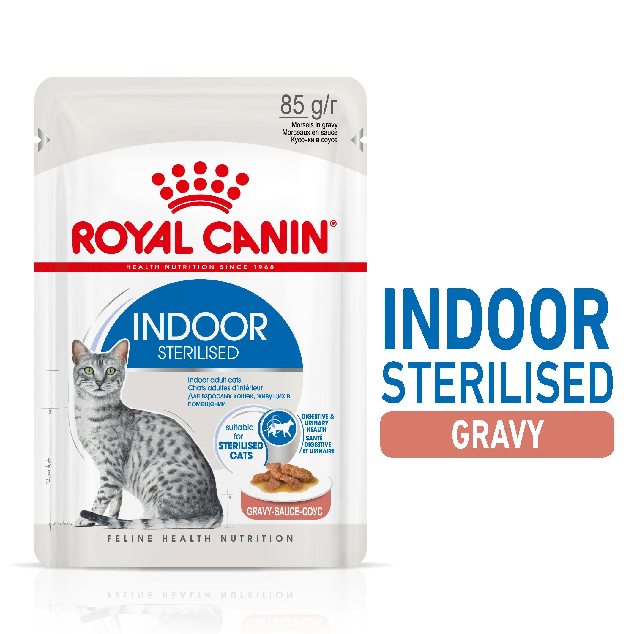 Royal Canin Indoor Sterilised In Gravy Adult Wet Cat Food, 85g x 12 Pack