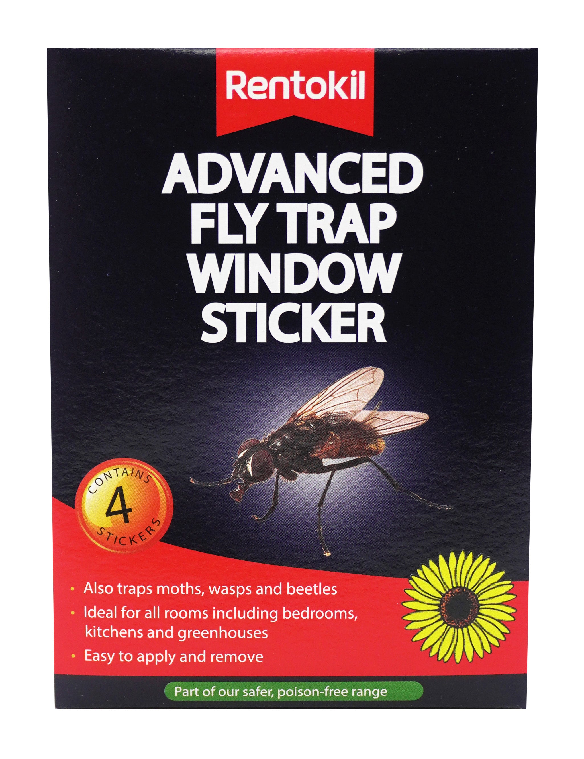 Rentokil Advanced Fly Trap WIndow Sticker, 4 Pack
