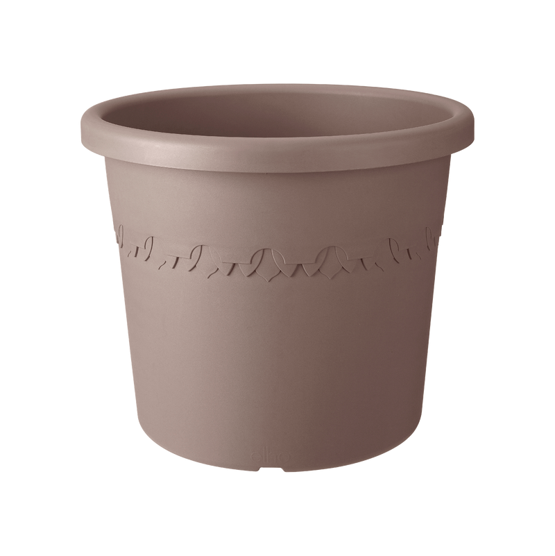 Algarve Cilindro 58cm Plastic Outdoor Plant Pot with Wheels - Taupe