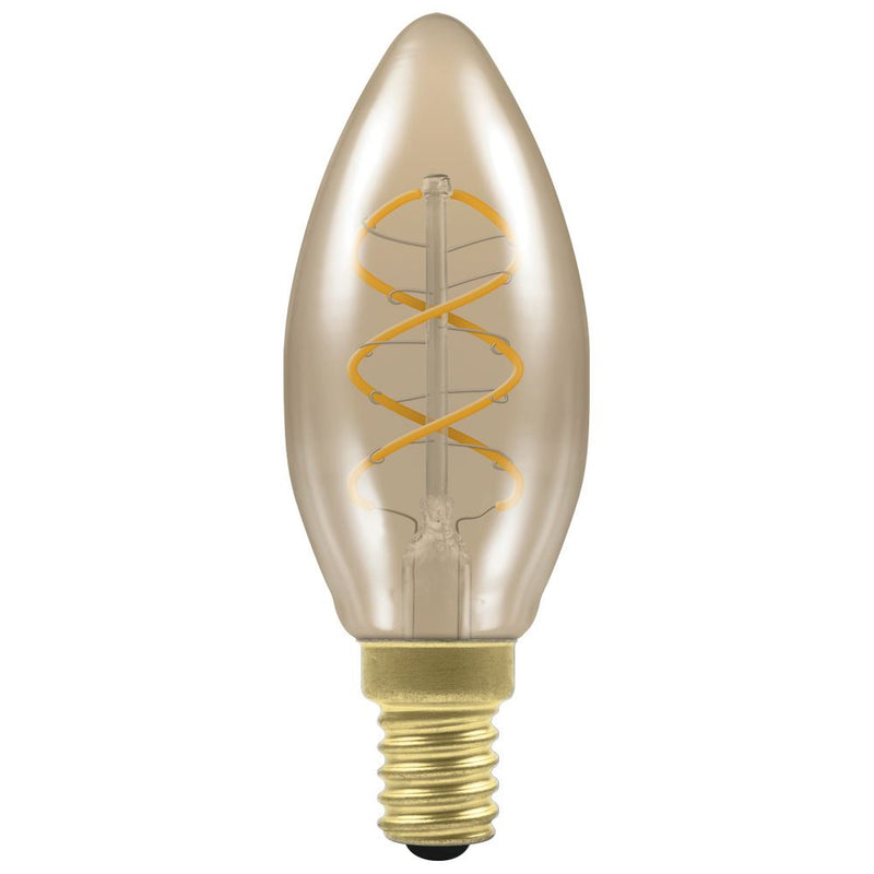 Crompton LED Candle Spiral Filament Antique 2.5W Dimmable 2200K SES-E14