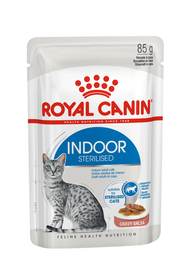 Royal Canin Indoor Sterilised In Gravy Adult Wet Cat Food, 85g x 12 Pack