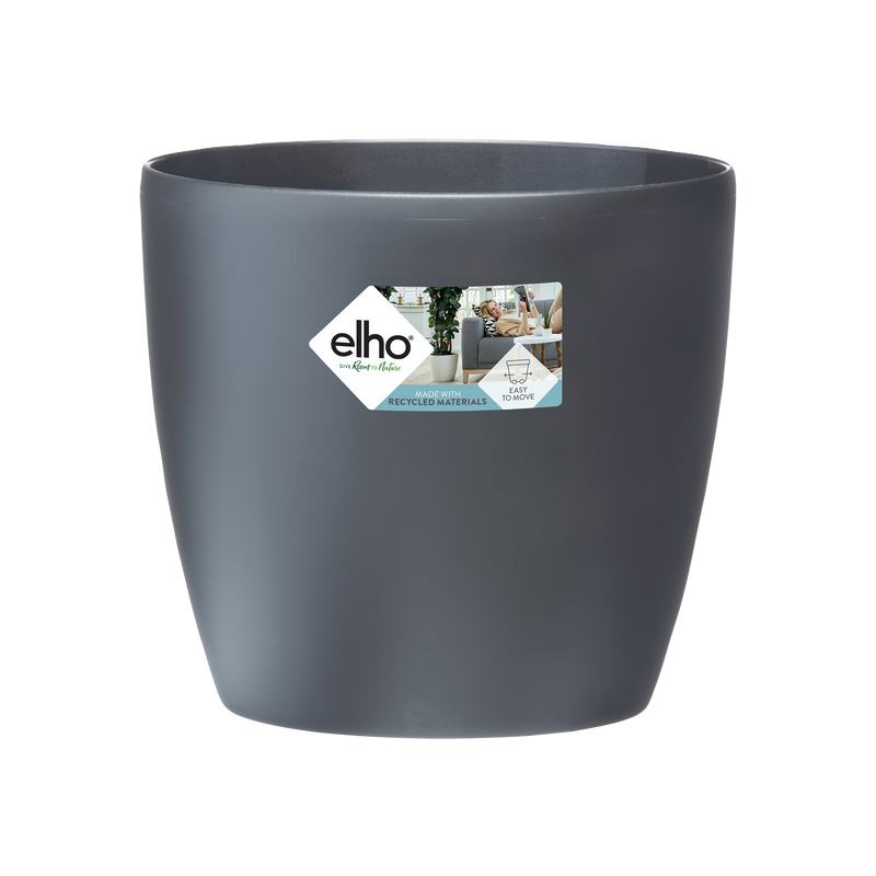 Elho Brussels Round Wheels 35 - Flowerpot - Anthracite - Indoor! - Ø 35.00 x H 33.00 cm