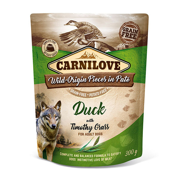 Carnilove Dog Pate Pouch 300g - Duck with Timothy Grass