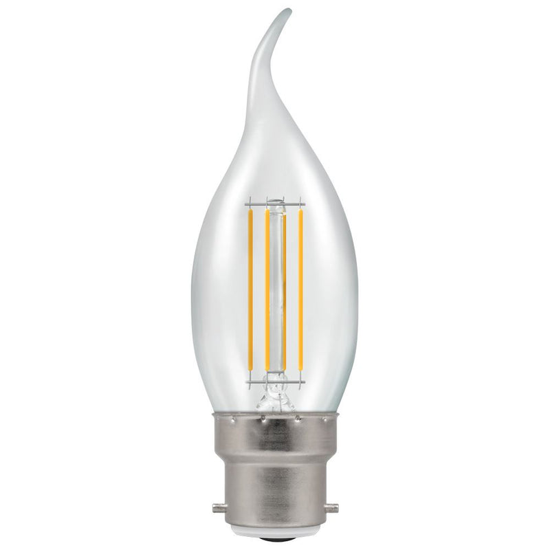 Crompton LED Bent Tip Candle Filament Dimmable Clear 5W 2700K BC-B22d