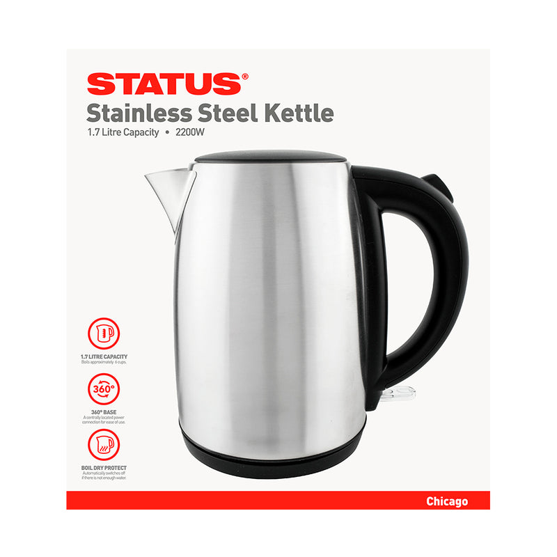 Status Chicago - Stainless Steel - 1.7 Litre - Swivel Cordless - Kettle - 2kw