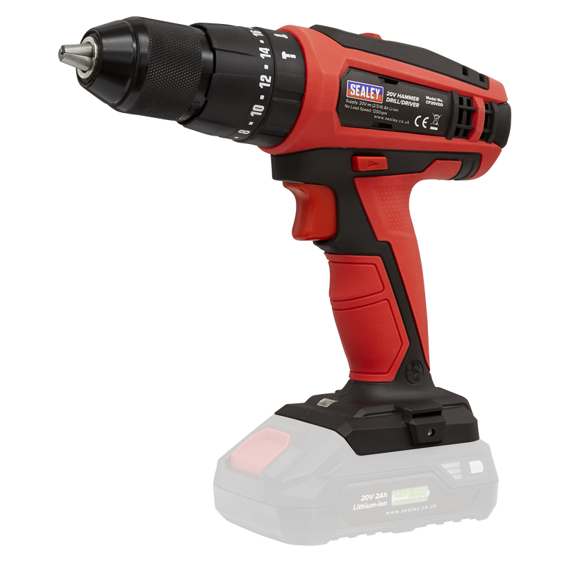 Sealey Hammer Drill/Driver Ø13mm 20V SV20 Series - Body Only