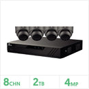 OYN-X Eagle IP CCTV Kit - 8 Channel 2TB NVR with 4 x 4MP Full-Colour Turret, Grey