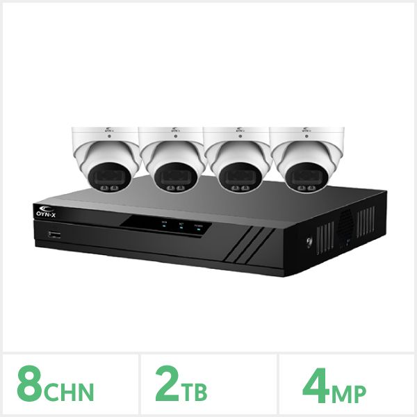 OYN-X Eagle IP CCTV Kit - 8 Channel 2TB NVR with 4 x 4MP Full-Colour Turret, White