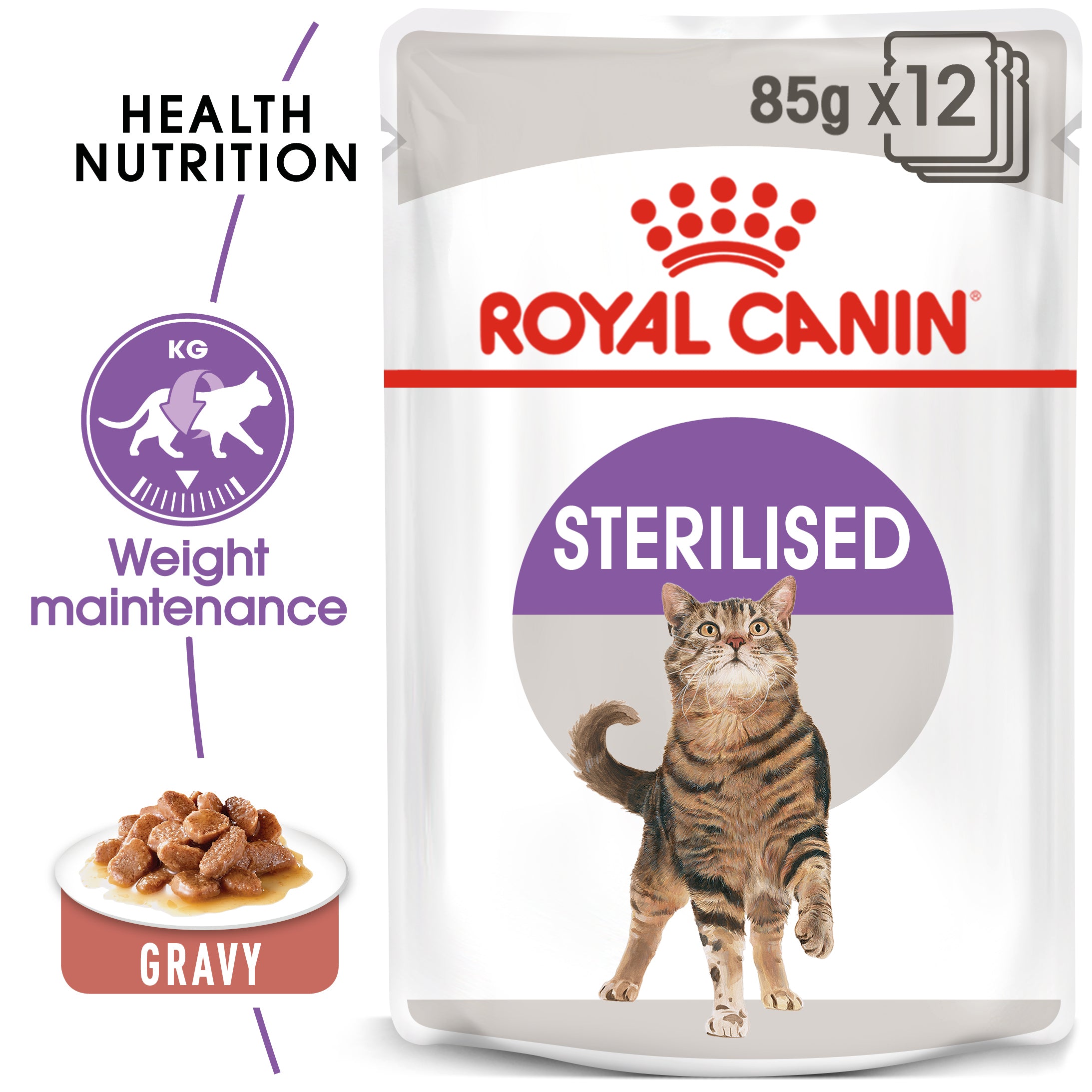 Royal Canin Sterilised In Gravy Adult Wet Cat Food, 85g x 12 Pack