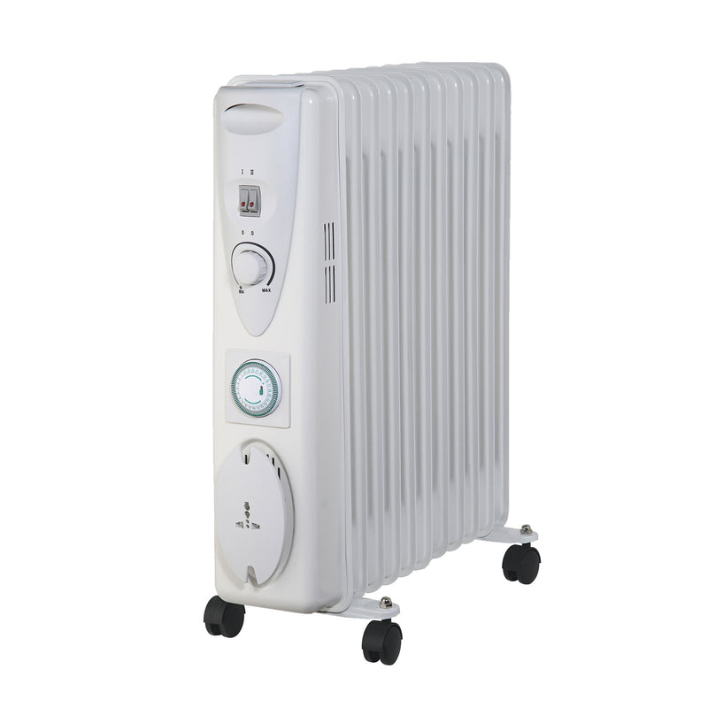 De Vielle Premium 11 Fin Oil Filled Radiator with Timer 2500W White