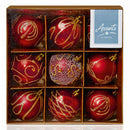 Premier Decorations 9 x 60mm Decorated Balls, Red