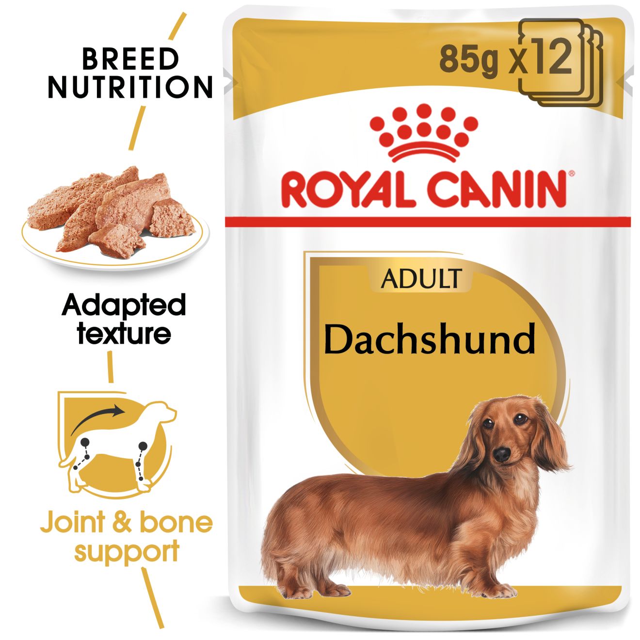 Royal Canin Dacshund Adult Wet Dog Food in Loaf, 85g x 12 Pack