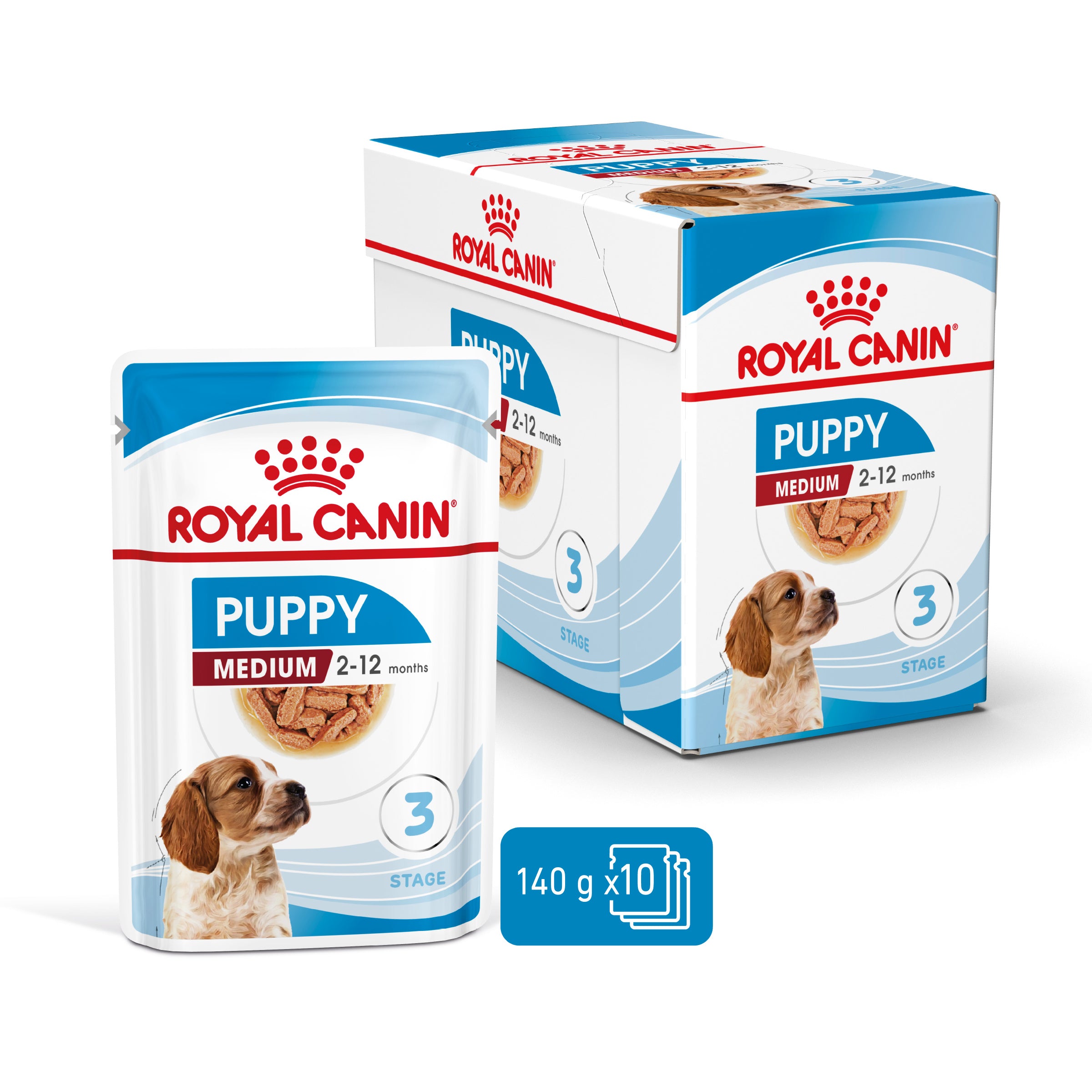 Royal Canin Medium Puppy in Gravy Wet Food, 140g x 10 Pack
