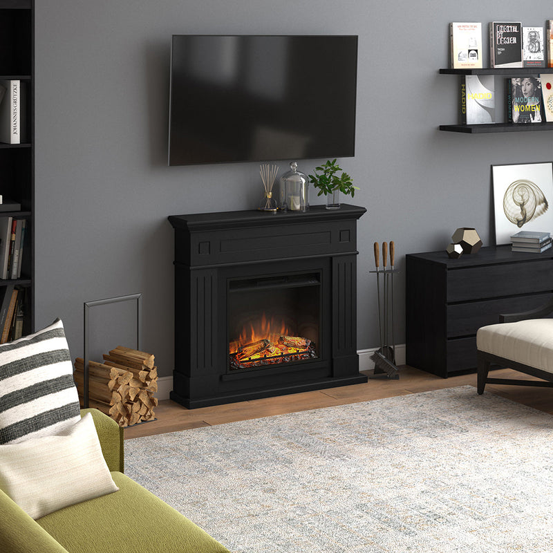 Tagu Larsen Fireplace, Deep Black with UK Plug