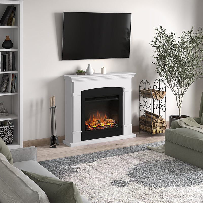 Tagu Helmi Fireplace, Pure White Suite with UK Plug