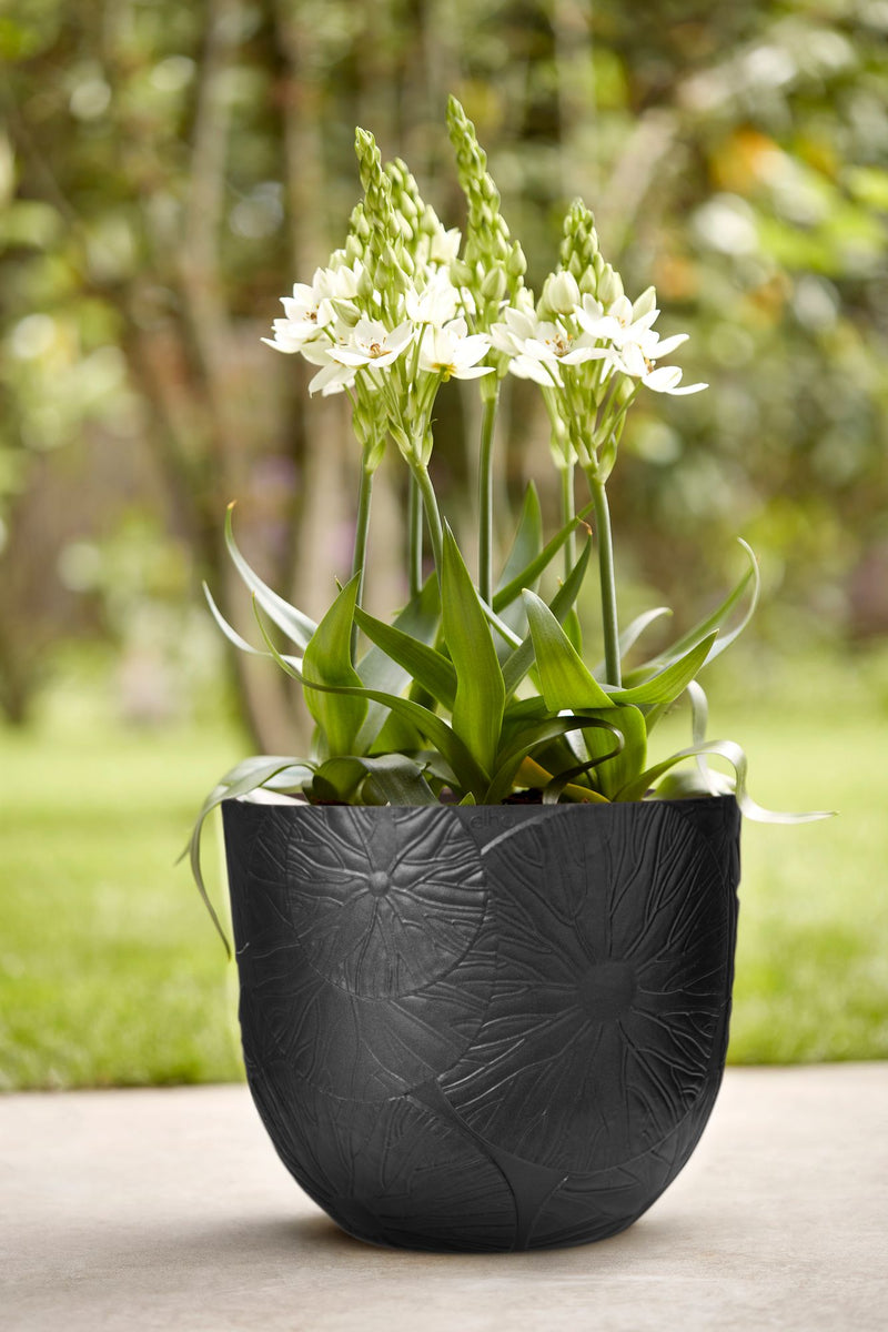 Elho Fuente Lily Round 30 - Flowerpot - Onyx Black - Indooroutdoor! - Ø 29.46 x H 24.34 cm