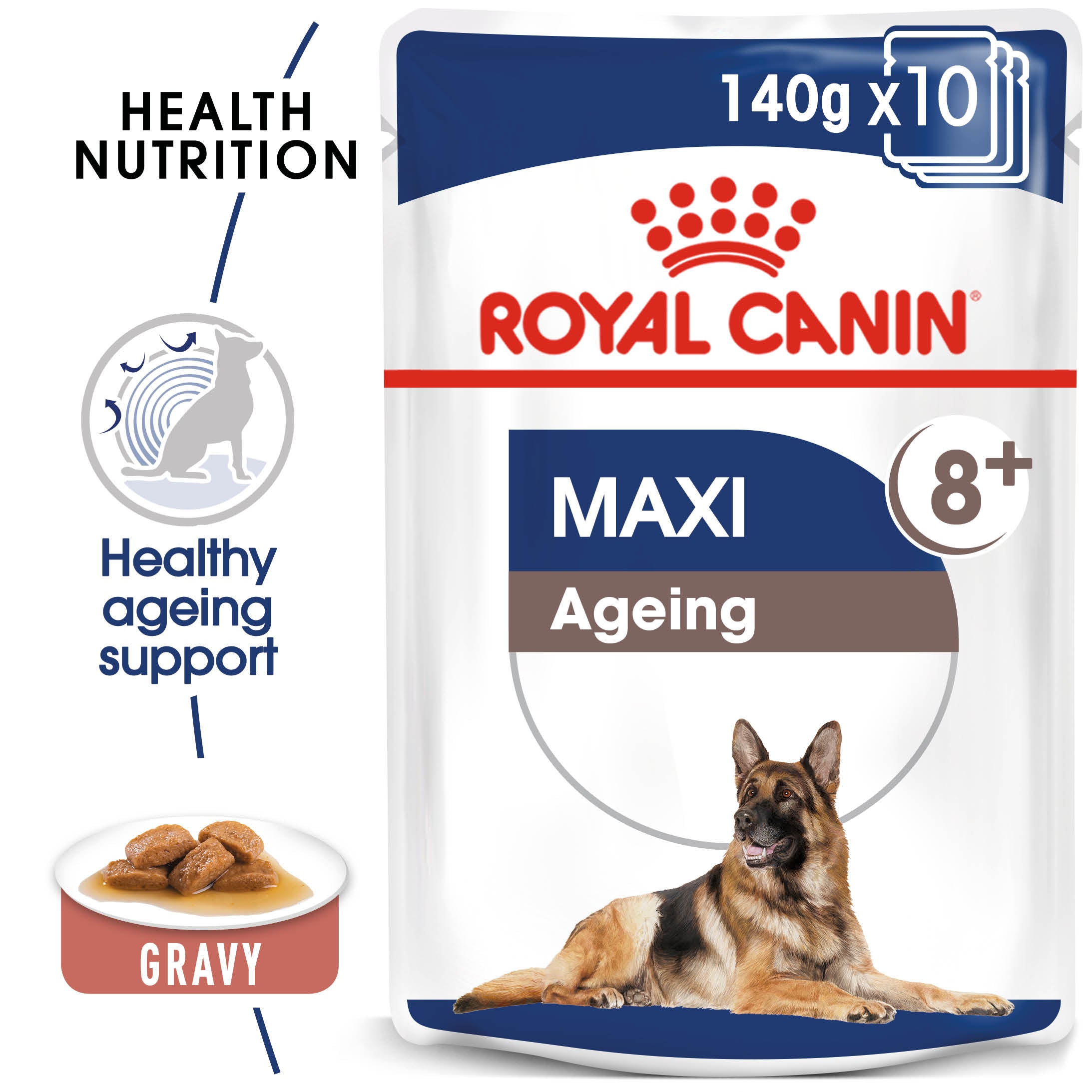 Royal Canin Maxi Ageing 8+ in Gravy Wet Dog Food, 140g x 10 Pack