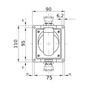 Gewiss 16A 2P+E 200-250V IP44 10° Angled Surface Mounting Socket Outlet