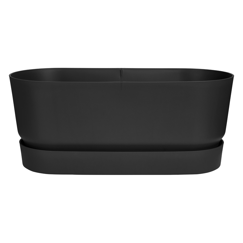 Elho Greenville Terrace Trough 60 Wheels - Planter - Living Black - Outdoor! - L 26.30 x W 58.90 x H 33.50 cm