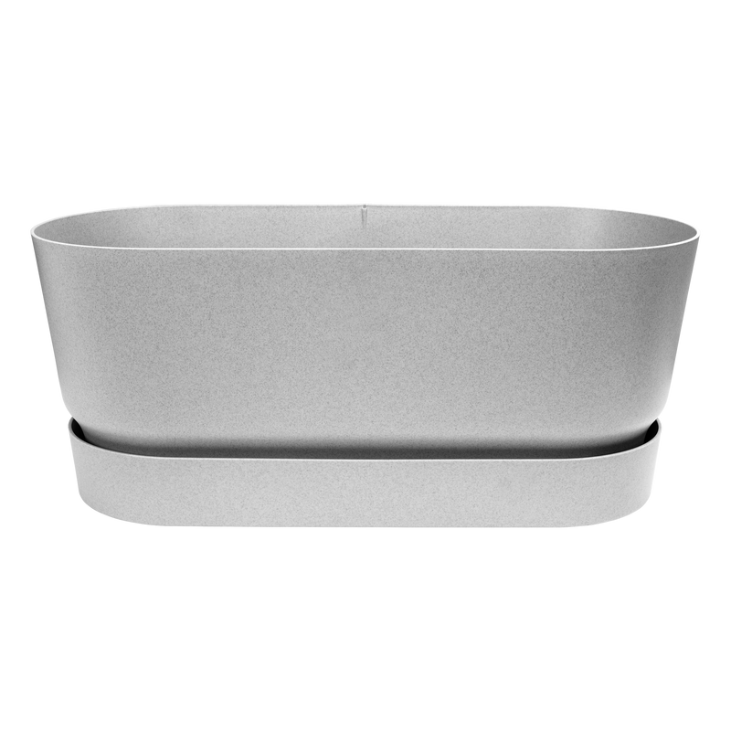 Elho Greenville Terrace Trough 80 Wheels - Planter - Living Concrete - Outdoor! - L 35.00 x W 78.00 x H 33.50 cm