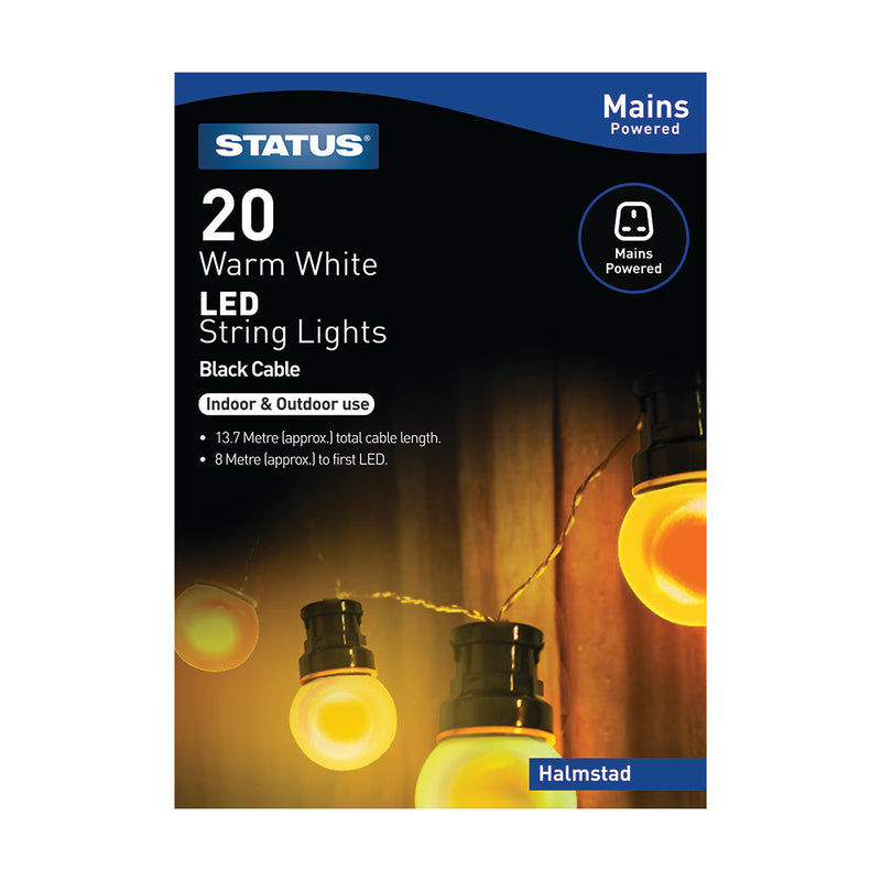 Status Halmstad - 20 - LED - Warm White - Frosted - Indoor/Outdoor - Mains Powered - Party Festive Lights
