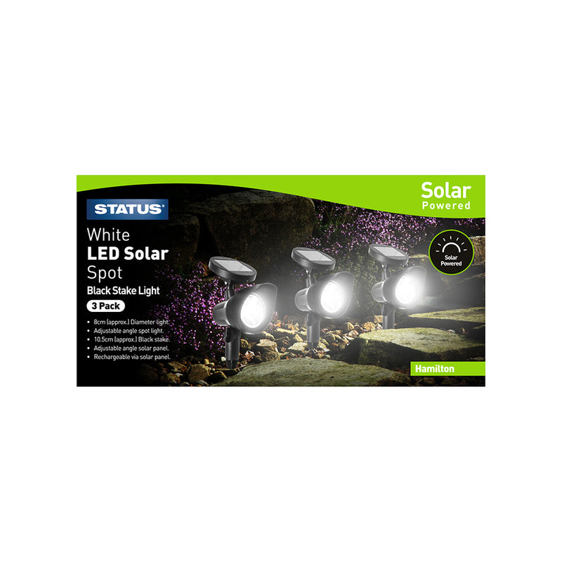 Status Hamilton - Spot Light - 1 x LED - Solar - Black, 3 Pack