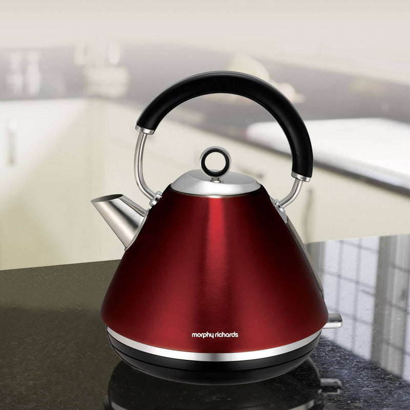 Morphy Richards Accents Pyramid Kettle & 4 Slice Toaster Set, Red