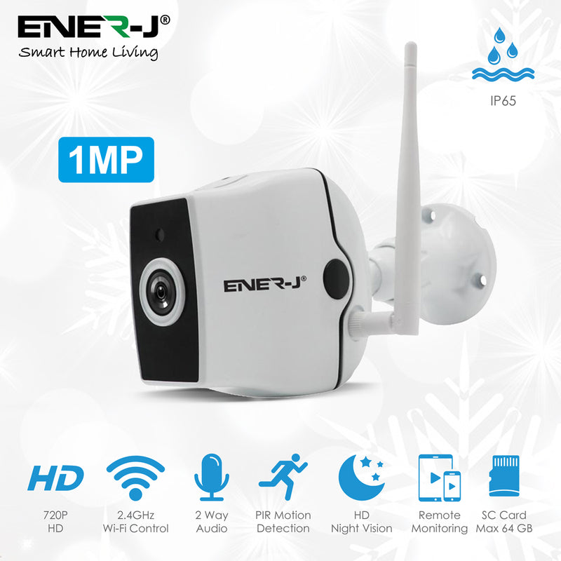 Ener-J Smart Wi-Fi Outdoor IP Camera, Fisheye Design, 1MP