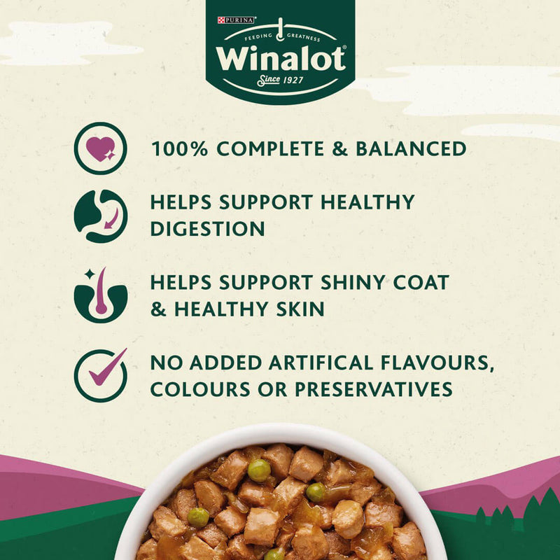 Winalot Meaty Chunks Mixed in Jelly (Beef, Chicken, Lamb) Wet Dog Food Pouches, 40 x 100g