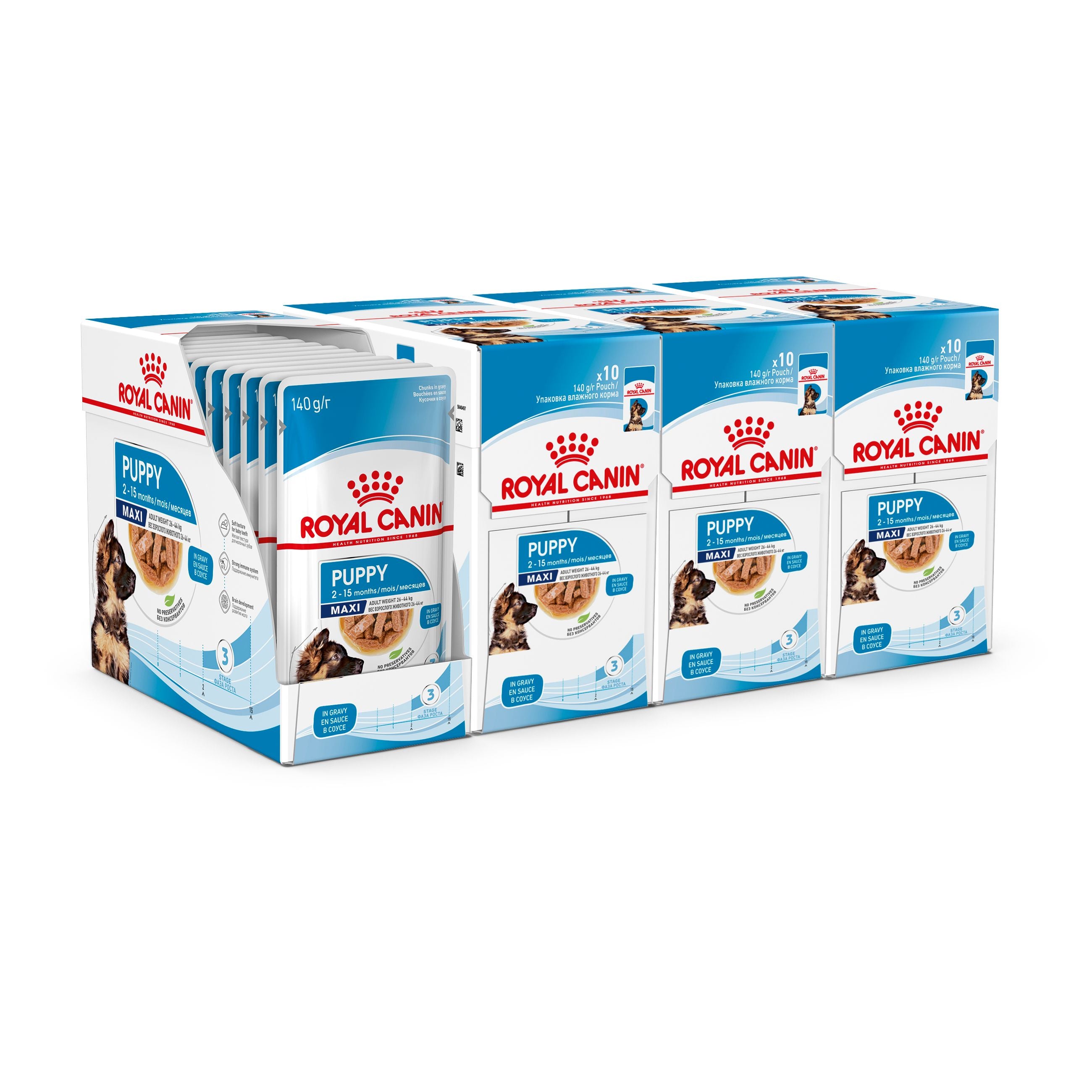 Royal Canin Maxi Puppy in Gravy Wet Food, 140g x 10 Pack