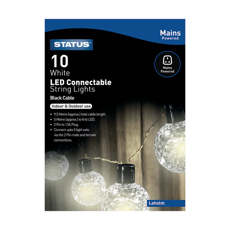 Status Laholm - 10 Connectable Party Lights - Cool White - LED - Indoor/Outdoor Use - Mains Powered