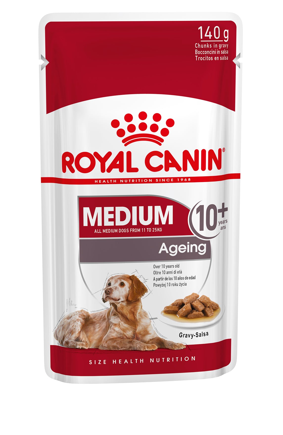 Royal Canin Medium Ageing 10+ Senior in Gravy Wet Dog Food, 140g x 10 Pack