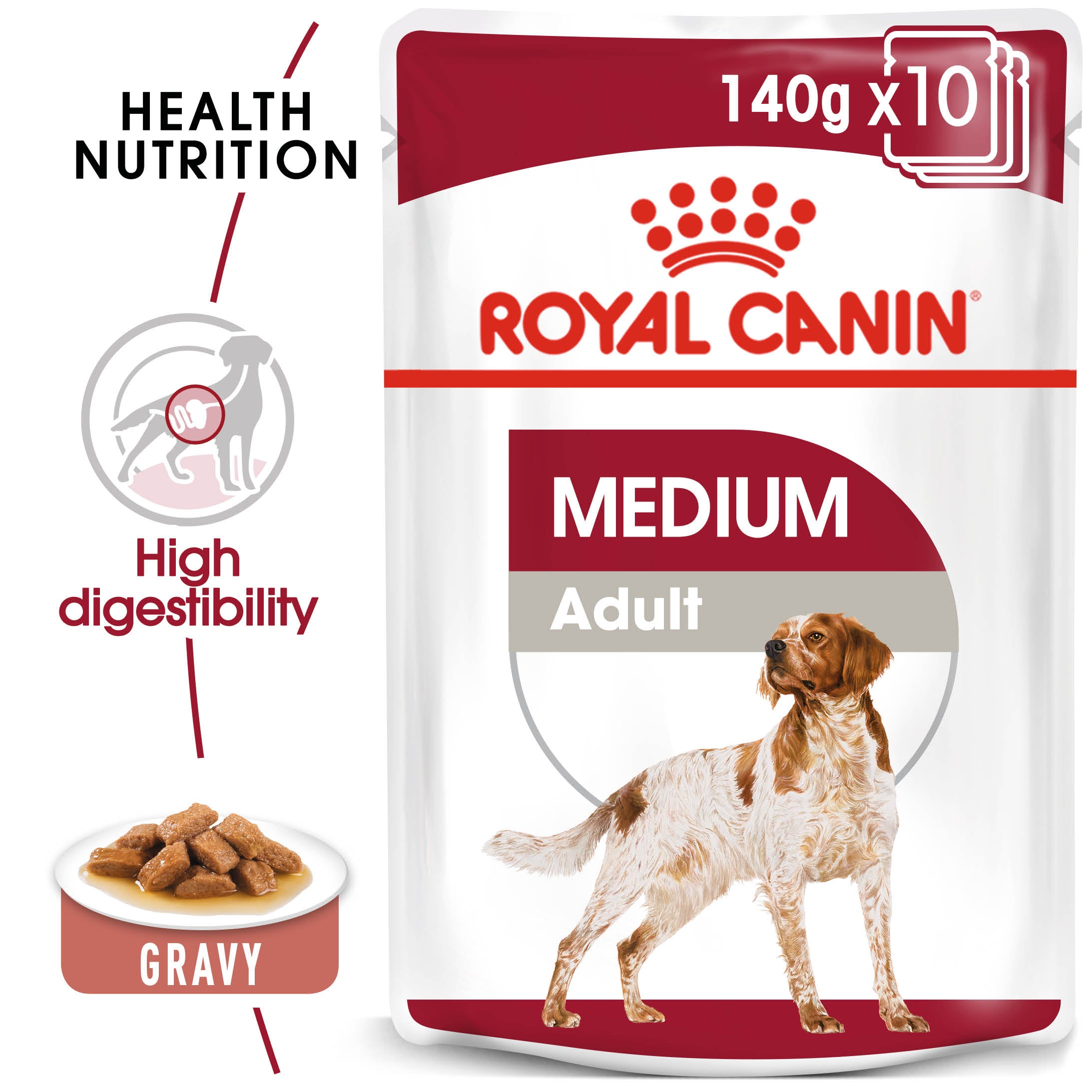 Royal Canin Medium Adult in Gravy Wet Dog Food, 140g x 10 Pack
