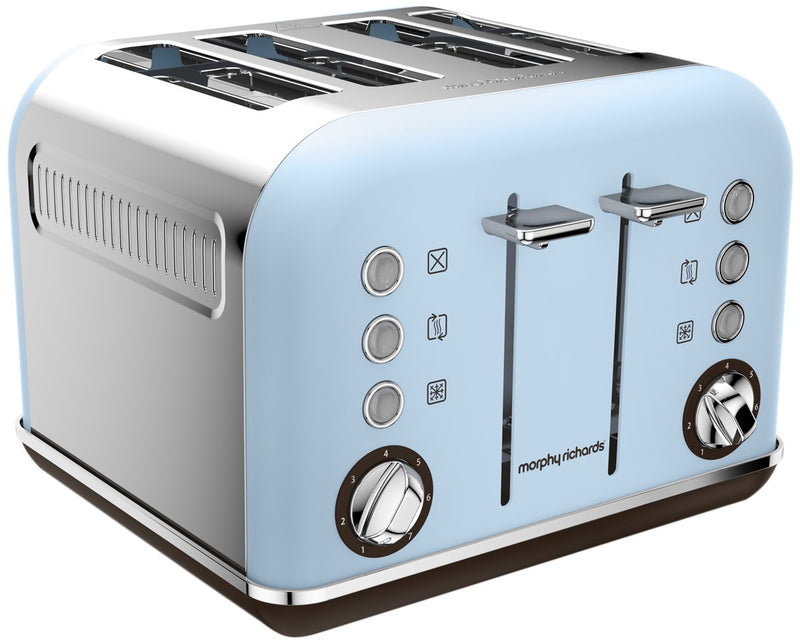 Morphy Richards Accents Jug Kettle & 4 Slice Toaster Set, Azure Blue