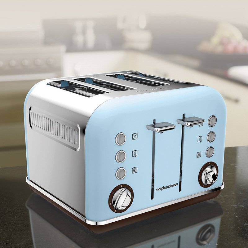 Morphy Richards Accents 4 Slice Toaster, Azure Blue