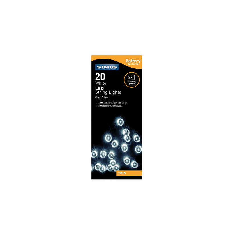 Status Oslo - 20 - LED - White - Indoor - Battery Operated - String Festive Lights
