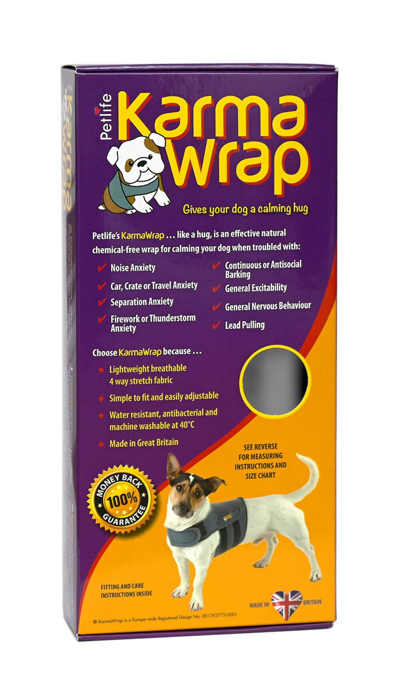 Petlife Karma Wrap Anti-Anxiety Dog Calming Vest, Medium, Grey