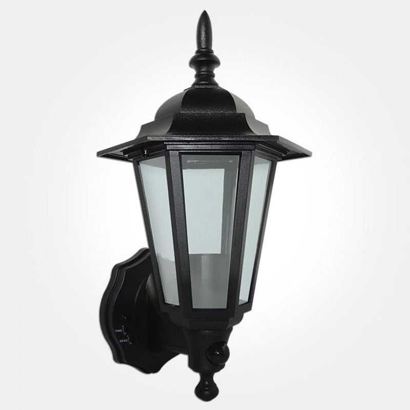 Eterna 60W Max Polycarbonate Full Lantern With 110° PIR - Black